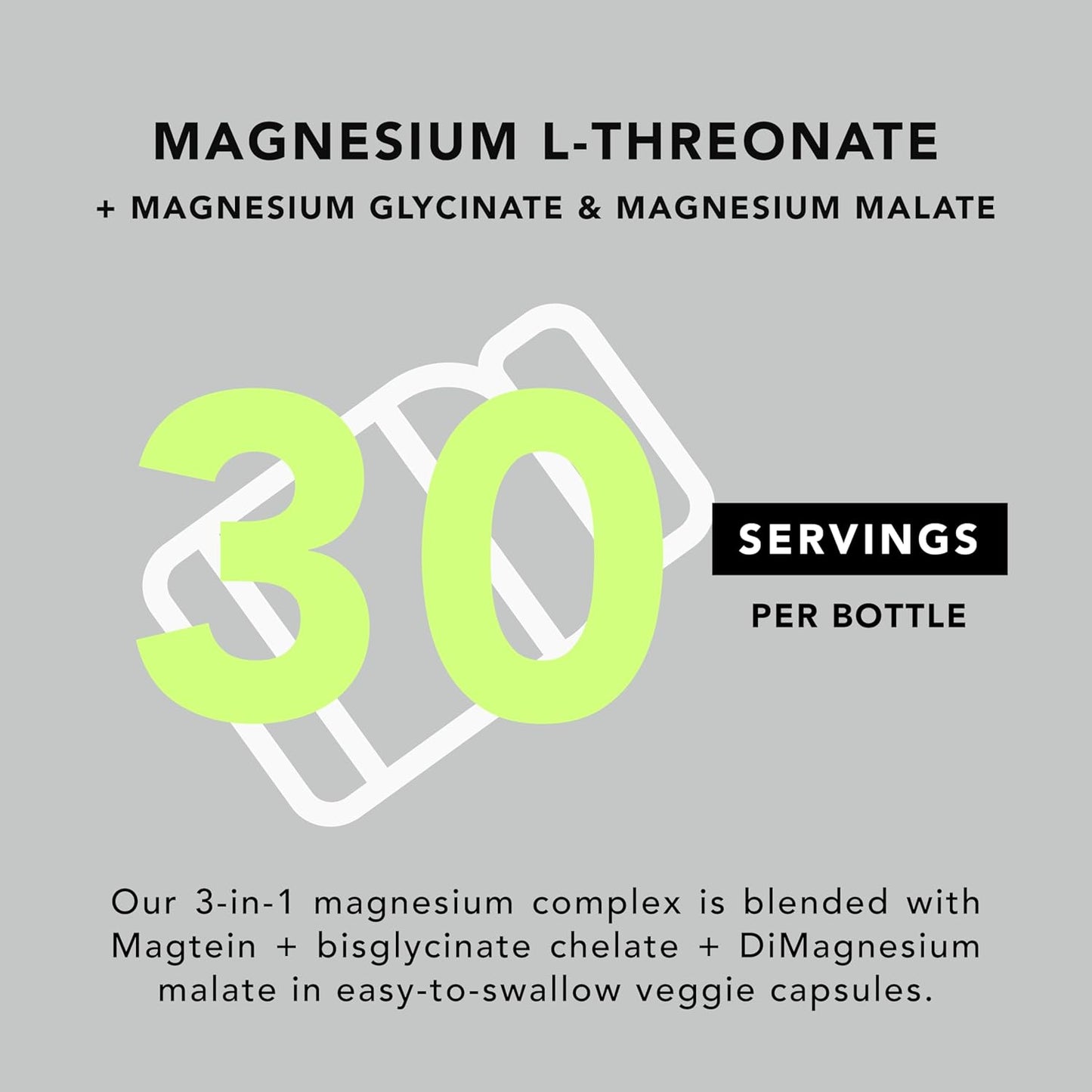 AMANDEAN Complejo de magnesio Magtein. L-treonato, glicinato, 90 cápsulas vegetarianas