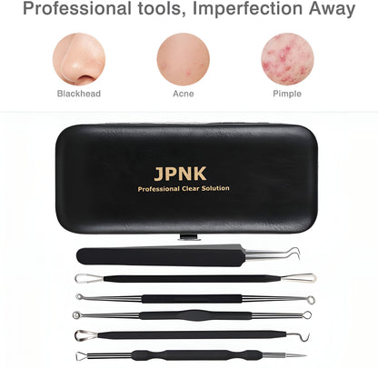 JPNK Kit de eliminación de acné, extractor de comedones y removedor de espinillas (Z-Negro)