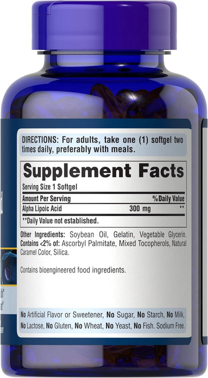 Puritan's Pride - Ácido alfa lipoico de 300 mg, apoya la salud antioxidante, 120 unidades