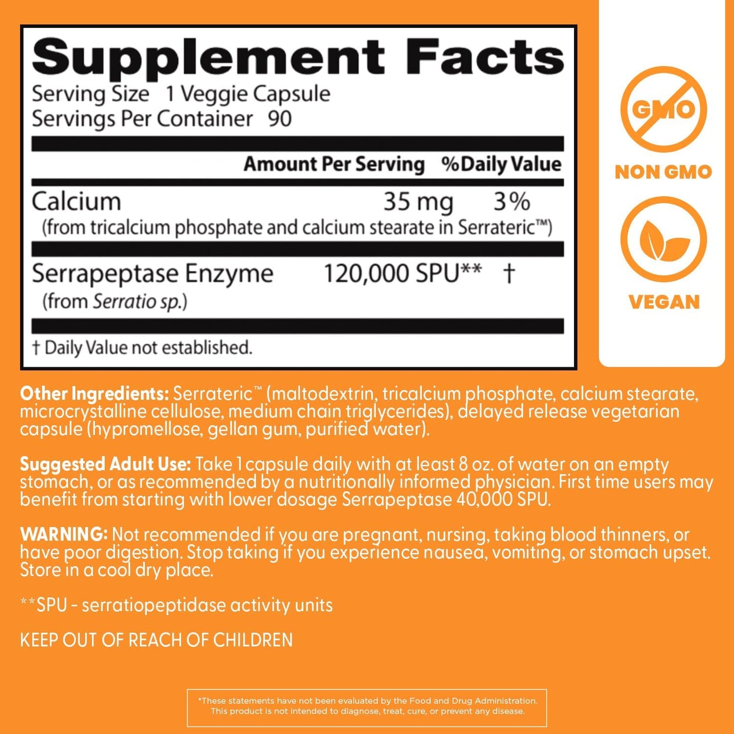 Doctors Best Serrapeptasa de alta potencia, apoya la salud sinusal 120,000 SPU, 90 cápsulas vegetarianas