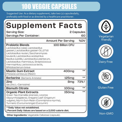 Soomio - H.Pylori Support Probiotic 100 mil millones 120capsulas