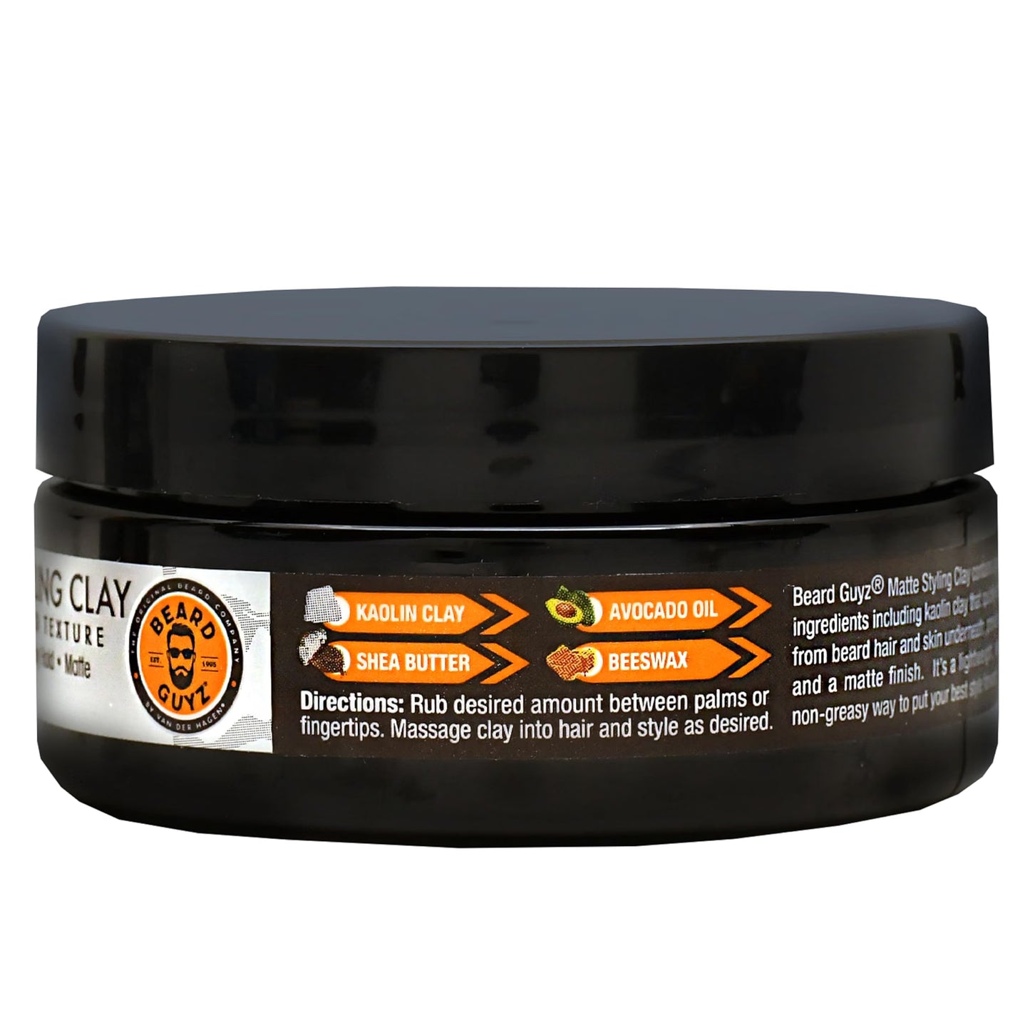 Beard Guyz Matte Styling Clay - Arcilla para peinar,Fijación fuerte para barba y cabello - 85g