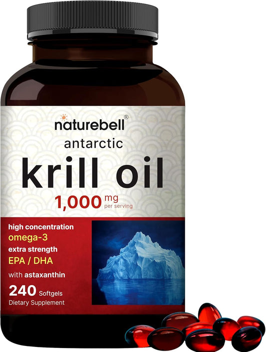 NatureBell Aceite de Krill antártico de 1000 mg, 240 Capsulas