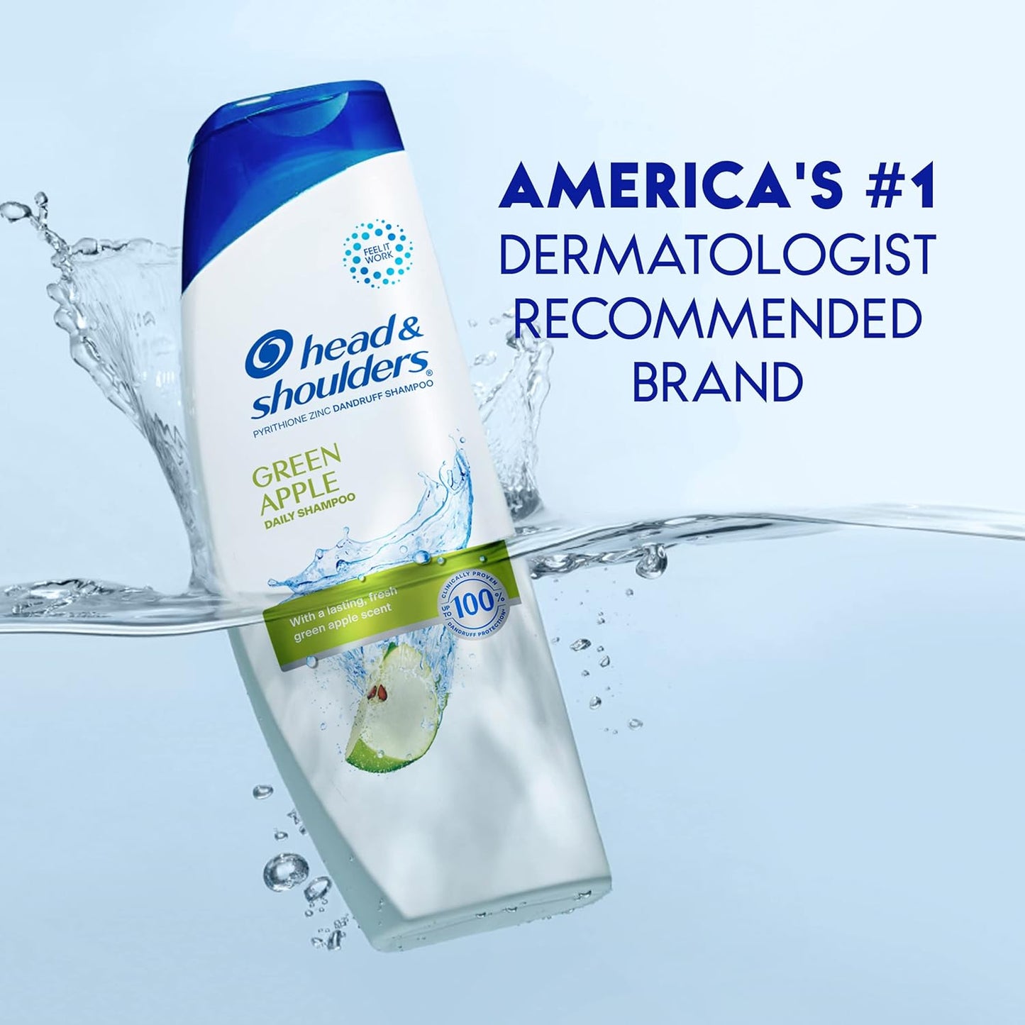 Head and Shoulders Champú para la caspa, tratamiento anticaspa, manzana verde para uso diario, sin parabenos, 835ml