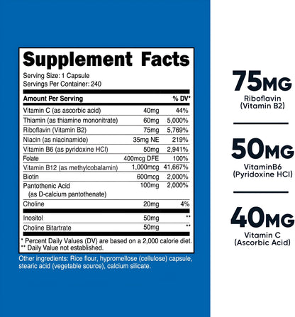 Nutricost vitamina B complex 460mg , 240 capsulas