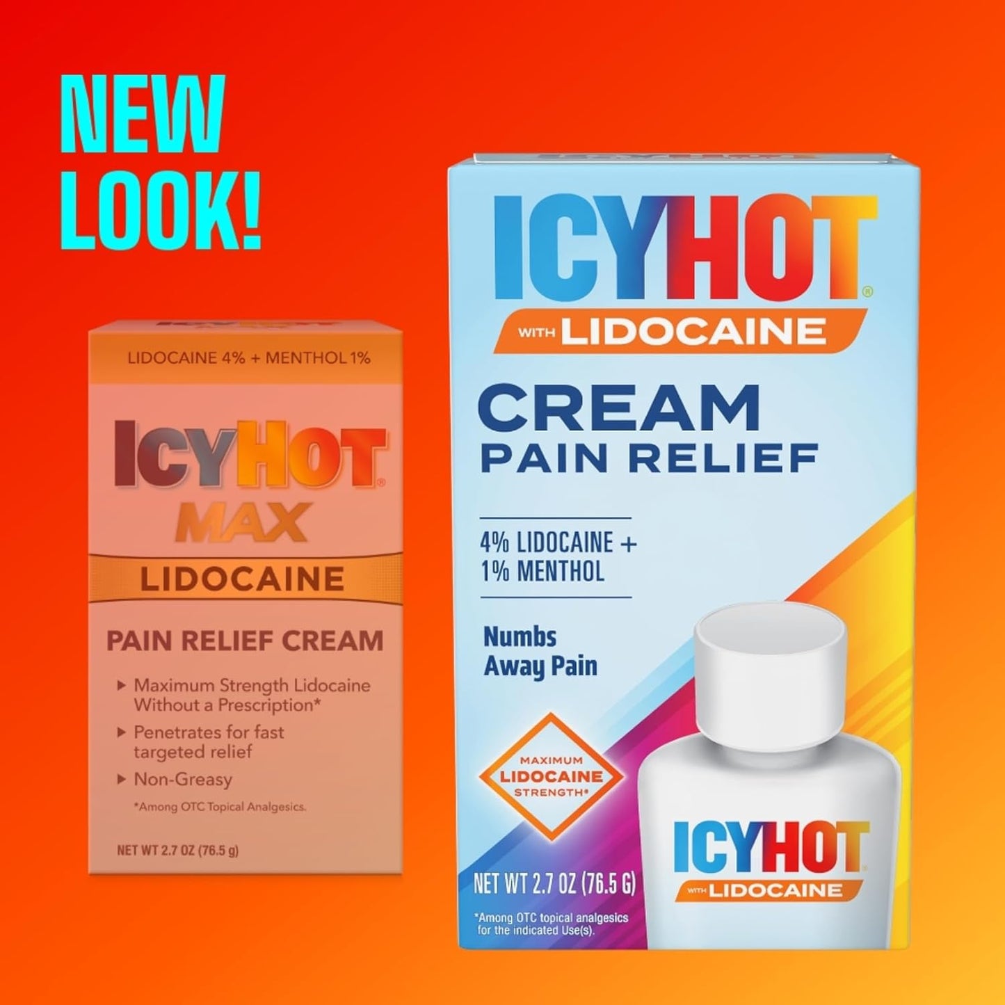 Icy Hot Max  con Lidocaina Crema para aliviar el dolor con lidocaína + mentol  76gr.