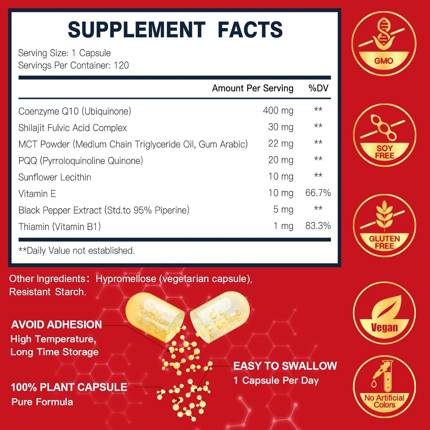 Dr. Foster - CoQ10 400mg(SUPER POTENCY) con Shilajit y PQQ, 120 capsulas veggie