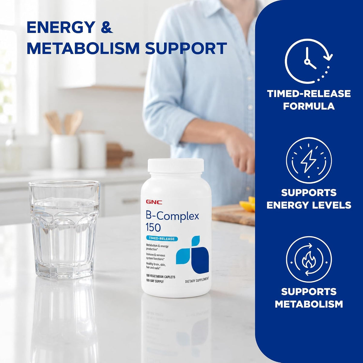 GNC - B-COMPLEX 150 Liberacion prolongada, 100 capsulas