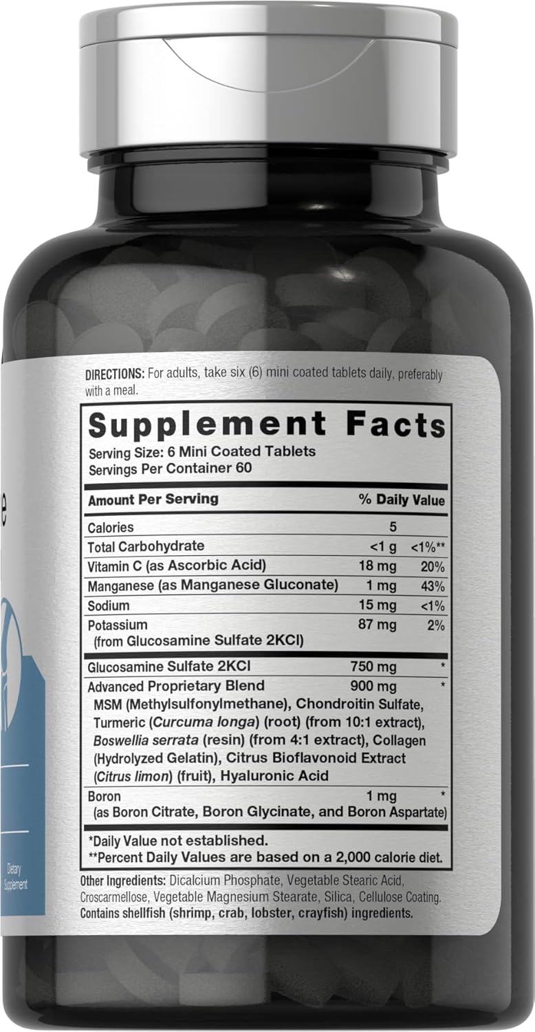 Horbaach - Mini Tabs Advanced, Glucosamina Chondroitin + MSM & Turmeric, 360 mini comprimidos recubiertos