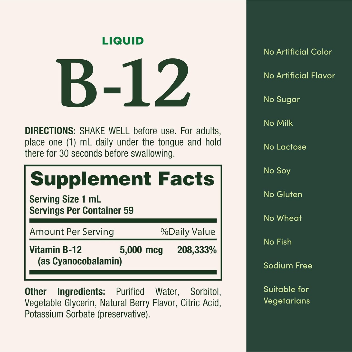 Natures Bounty -  vitamina B-12 Liquido 5000mcg, 59ml