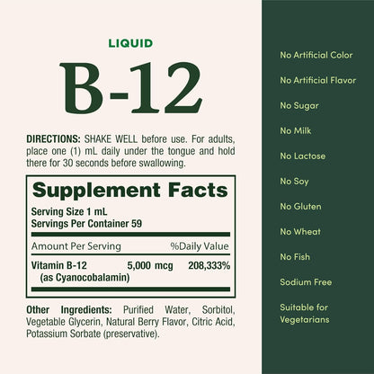 Natures Bounty -  vitamina B-12 Liquido 5000mcg, 59ml