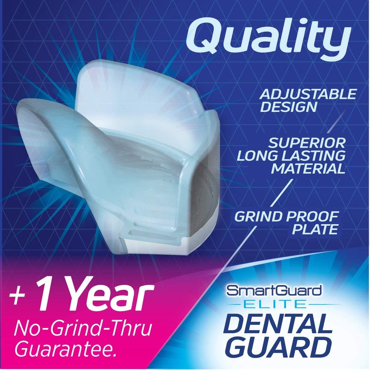 Elite (2 Protectores 1 funda de viaje) Protector dental Custom Anti dientes de molienda, Guardia nocturna para tensado – TMJ dentista diseñado – bruxing férula Protector para la boca para alivio de los síntomas