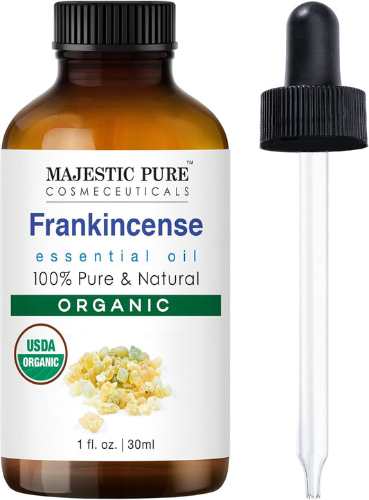 Frankincense Essencial Oil Majestic Pure  Aceite esencial de incienso orgánico con cuentagotas de vidrio, 30ml