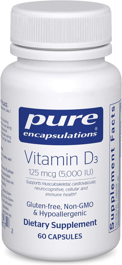 Pure Encapsulations - Vitamina D3 125 mcg (5000 IU) en Cápsulas