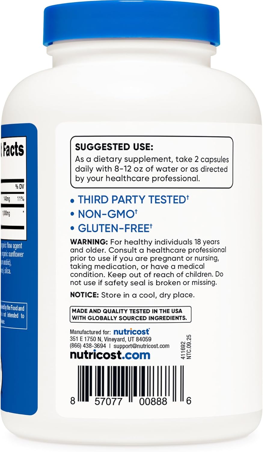 Nutricost HMB (Beta-Hidroxi Beta-Metilbutirato) 1000 mg 240 cápsulas
