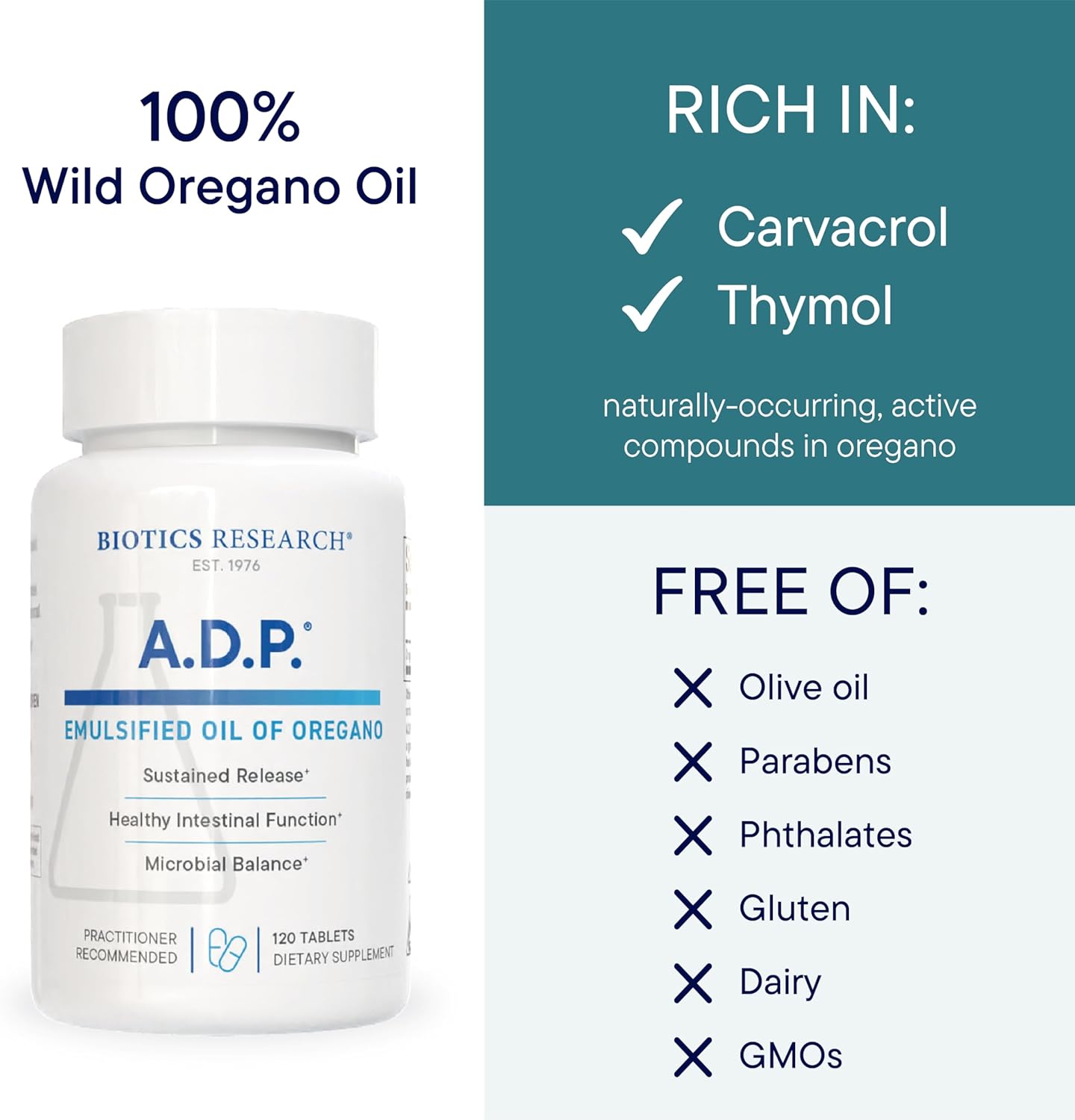 A.D.P complemento dietetico con aceite emulsionado de oregano , 120 capsulas
