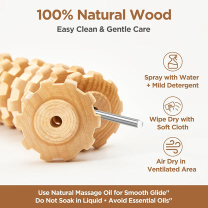Rodillo de madera para masaje anticelulítico en piernas y muslos: herramienta manual para aliviar la fascia muscular, favorecer el drenaje linfático y esculpir el cuerpo.