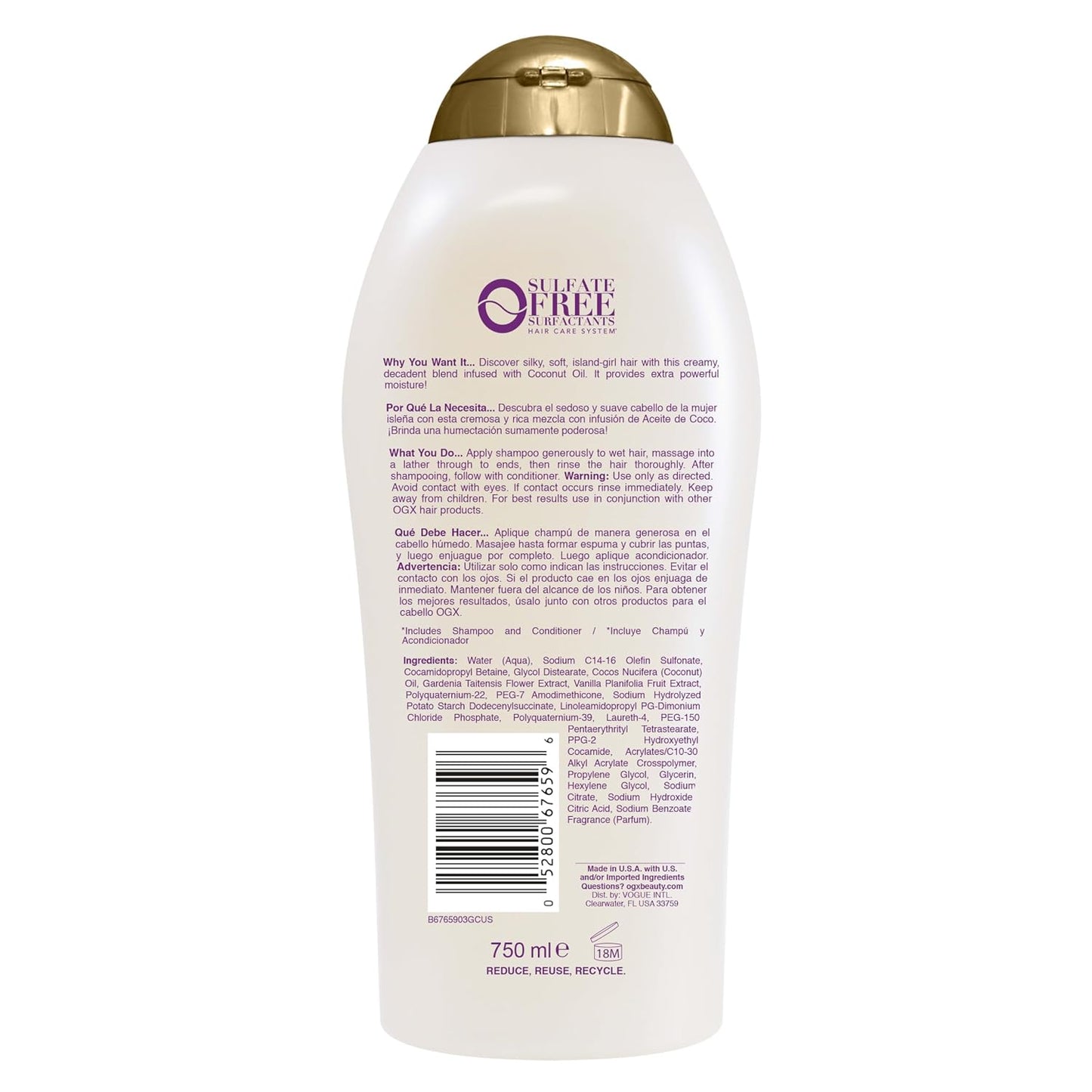 OGX Shampoo Coconut Miracle Oil extra strength, 750ml