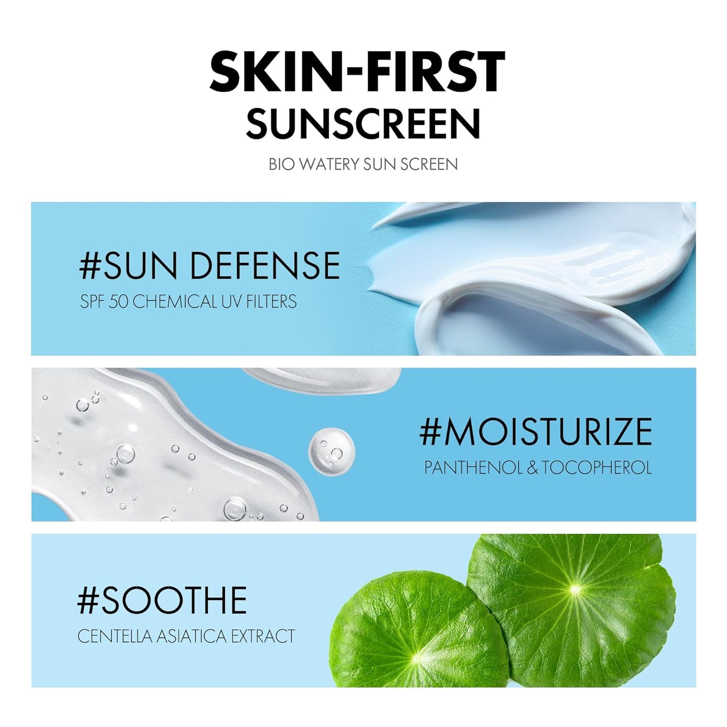 Bio Watery Sunscreen SPF 50 - Crema solar coreana de amplio espectro con ácido hialurónico, 40ml