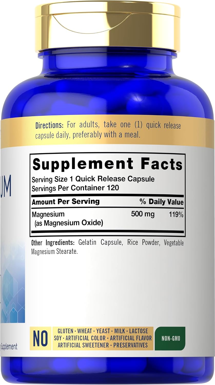 Carlyle Óxido de magnesio 500mg | 120 cápsulas