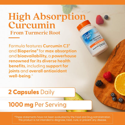 Doctor's Best Curcumina de raíz de cúrcuma con complejo C3 y bioperina- 120 tabletas