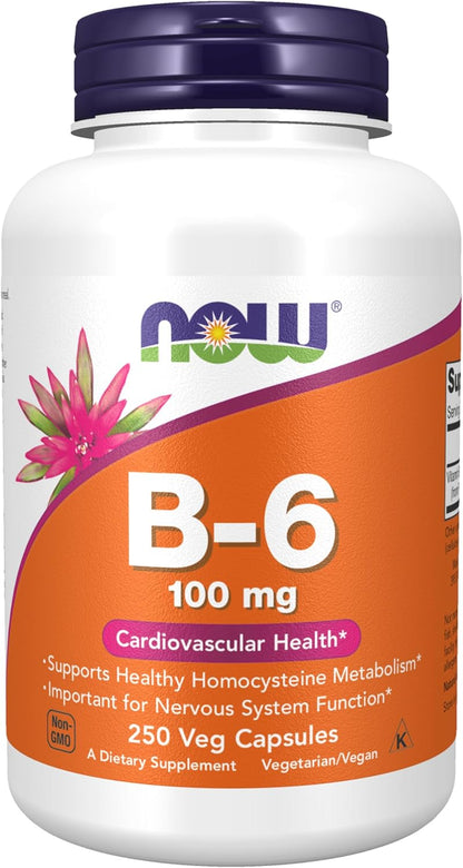 Now - B-6 100mg(cardiovascular health) - 250 capsulas veg
