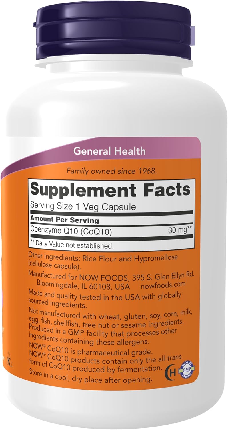 NOW Suplementos, CoQ10 30 mg, 240 Cápsulas Vegetales