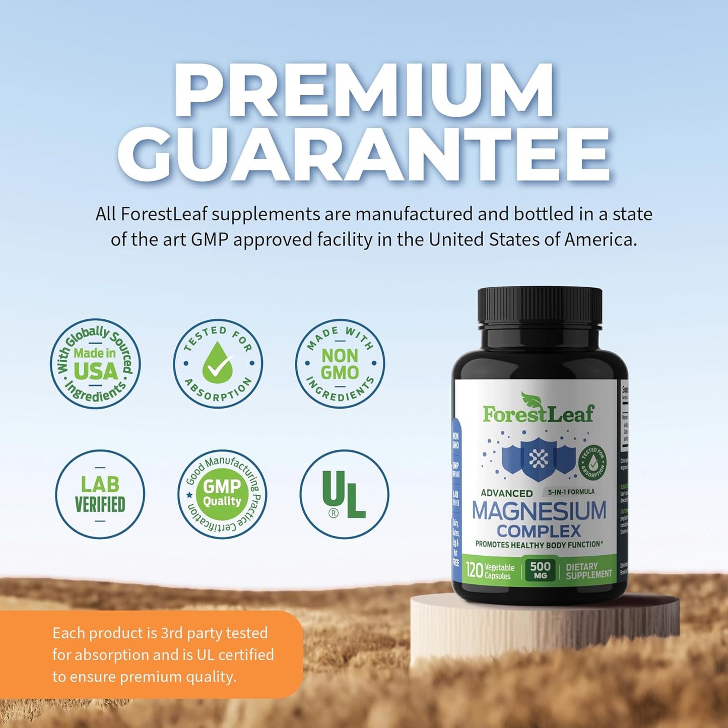 ForestLeaf Magnesium Complex 500mg, 120 cápsulas