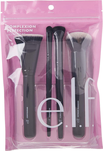 Elf Complexion Perfection Brush Kit, brochas de maquillaje para corrector y base, fabricadas con cerdas sintéticas libres de crueldad animal