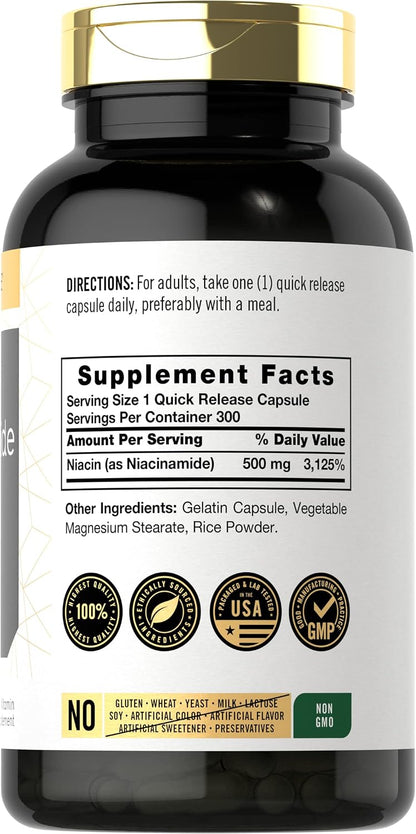 Carlyle - Cápsulas de niacinamida de 500 mg | 300 unidades