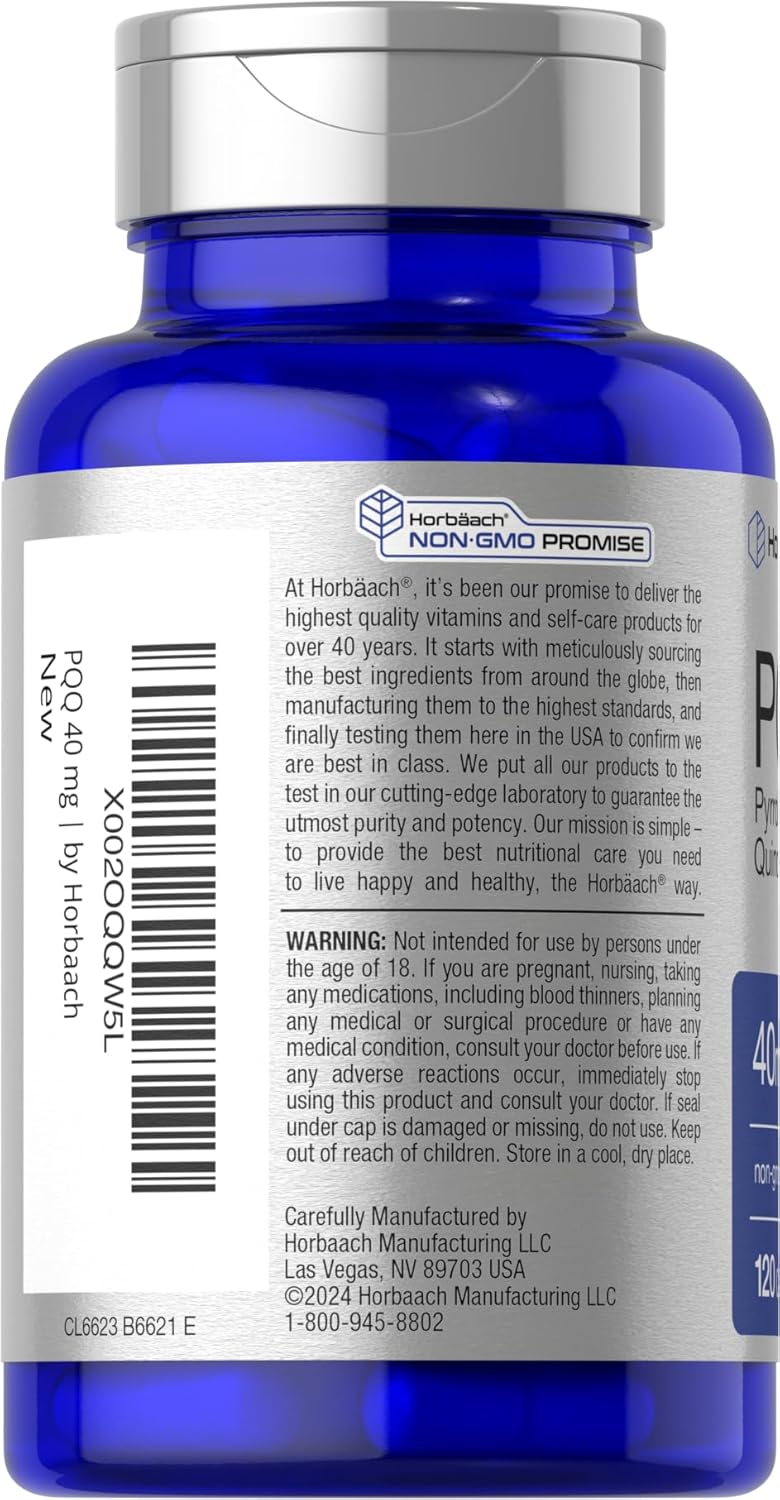 Horbaach - PQQ(Pyrroloquinoline Quinone) 40mg, 120 capsulas