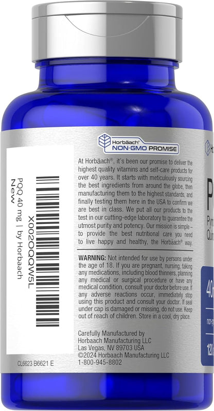 Horbaach - PQQ(Pyrroloquinoline Quinone) 40mg, 120 capsulas