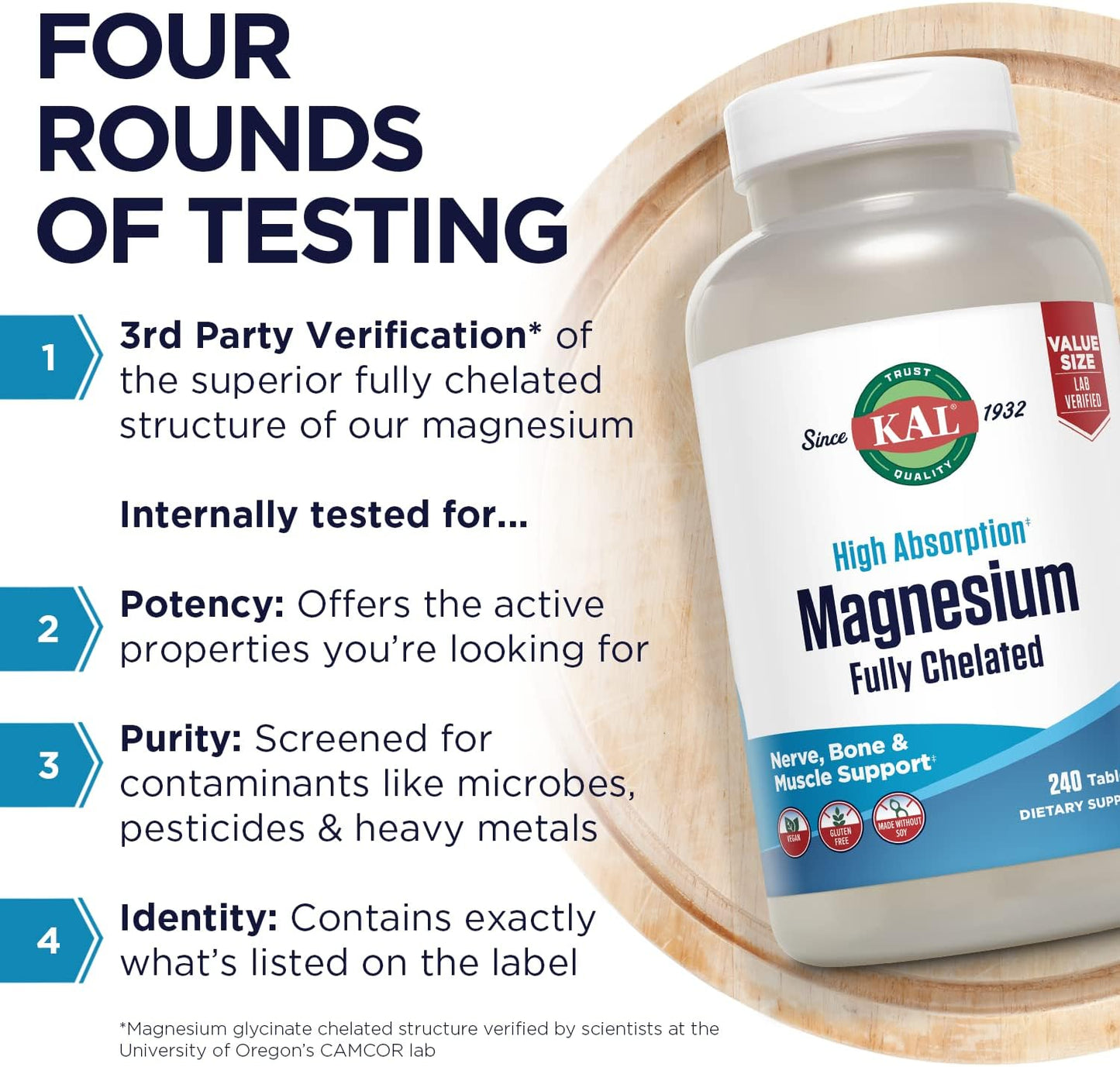 Kal - Magnesium Fully Chelated (high absorption), 240 tabletas