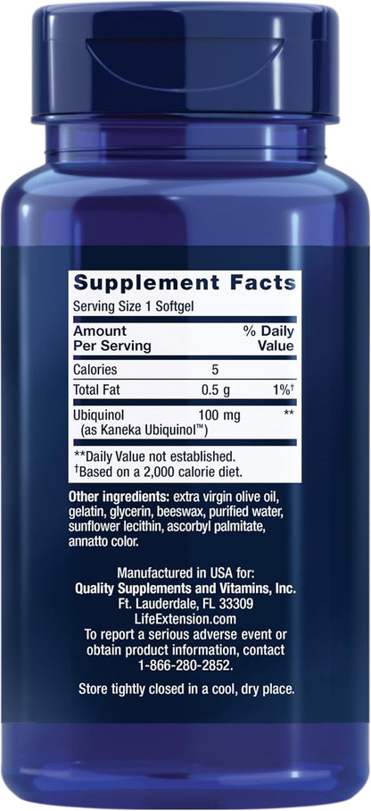 Life Extension - Super Ubiquinol CoQ10 100mg(enhanced delivery system for maximum absorption), 60 capsulas