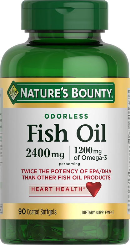 Natures Bounty - Fish oil 2400mg,  1200mg(omega-3) - 90 cápsulas blandas recubiertas