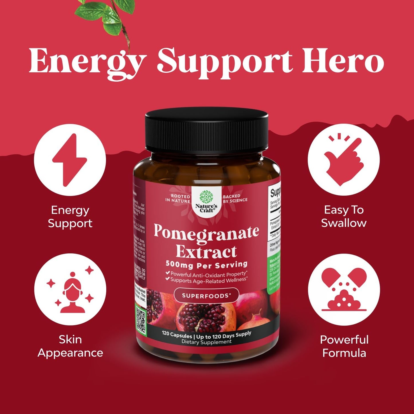 Natures Craft Pomegranate Extract 500mg 120 capsulas