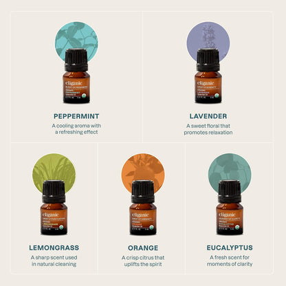 Cliganic - Set de aceites esenciales orgánicos 100% puros y naturales
