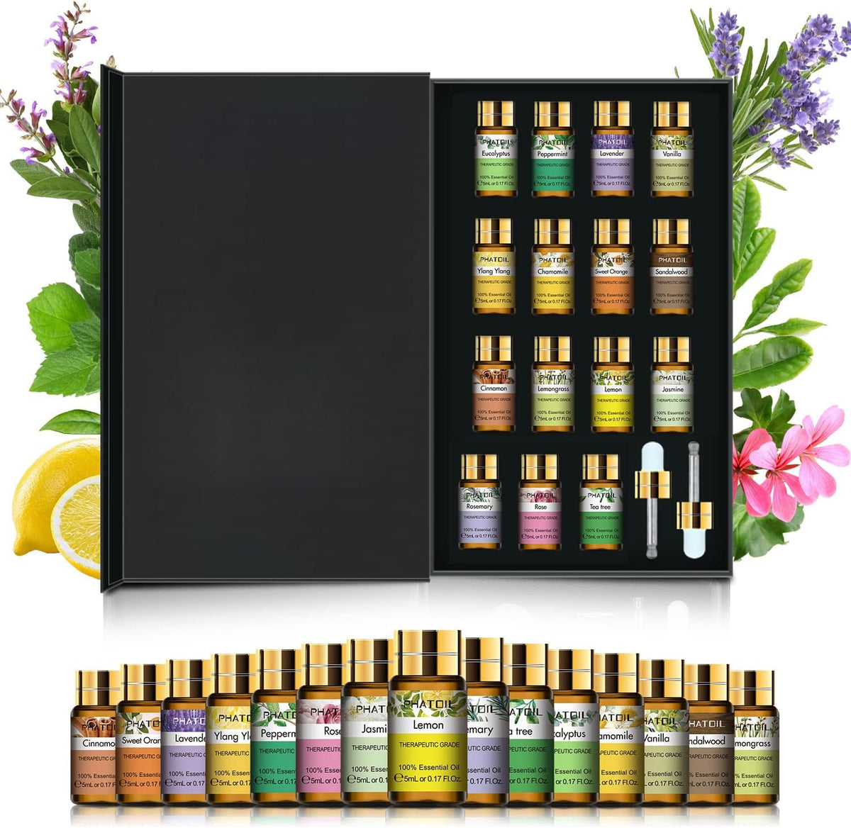 PHATOIL - Set de aceites esenciales de aromaterapia para difusor, cuidado de la piel