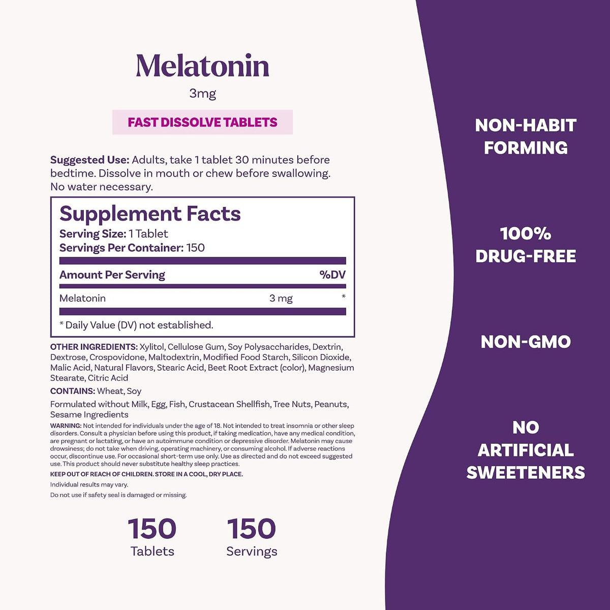 Natrol - Melatonina 3mg Fast Dissolve, 150 tabletas