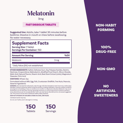 Natrol - Melatonina 3mg Fast Dissolve, 150 tabletas