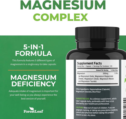 ForestLeaf Magnesium Complex 500mg, 120 cápsulas