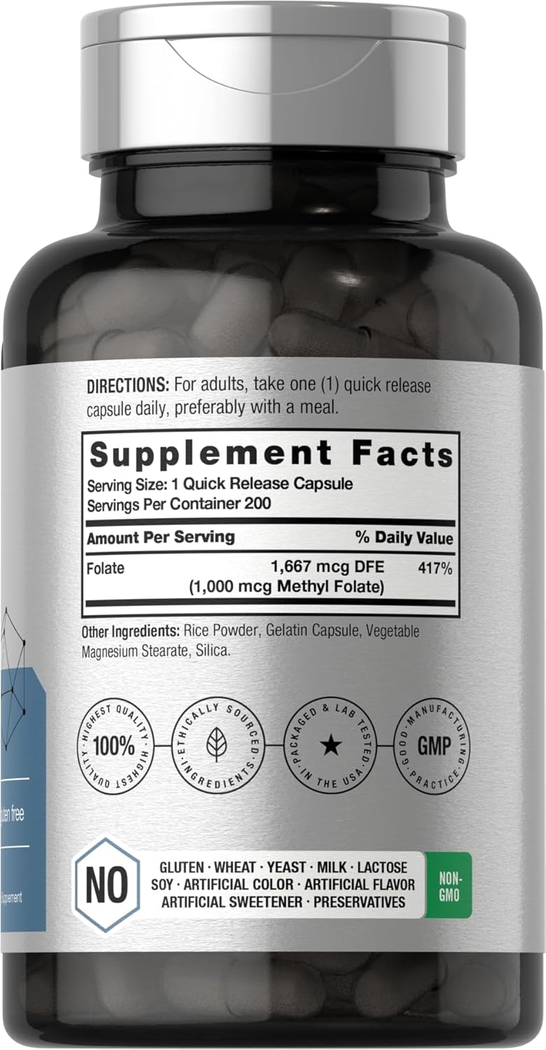 Horbaach - Methyl Folate , 5MTHF 1000mcg - Folato de metilo, 5MTHF 100 ...