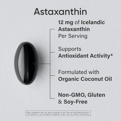 Sports Research® Astaxantina de Triple Fuerza 12mg con Aceite de Coco Orgánico, 60 softgels