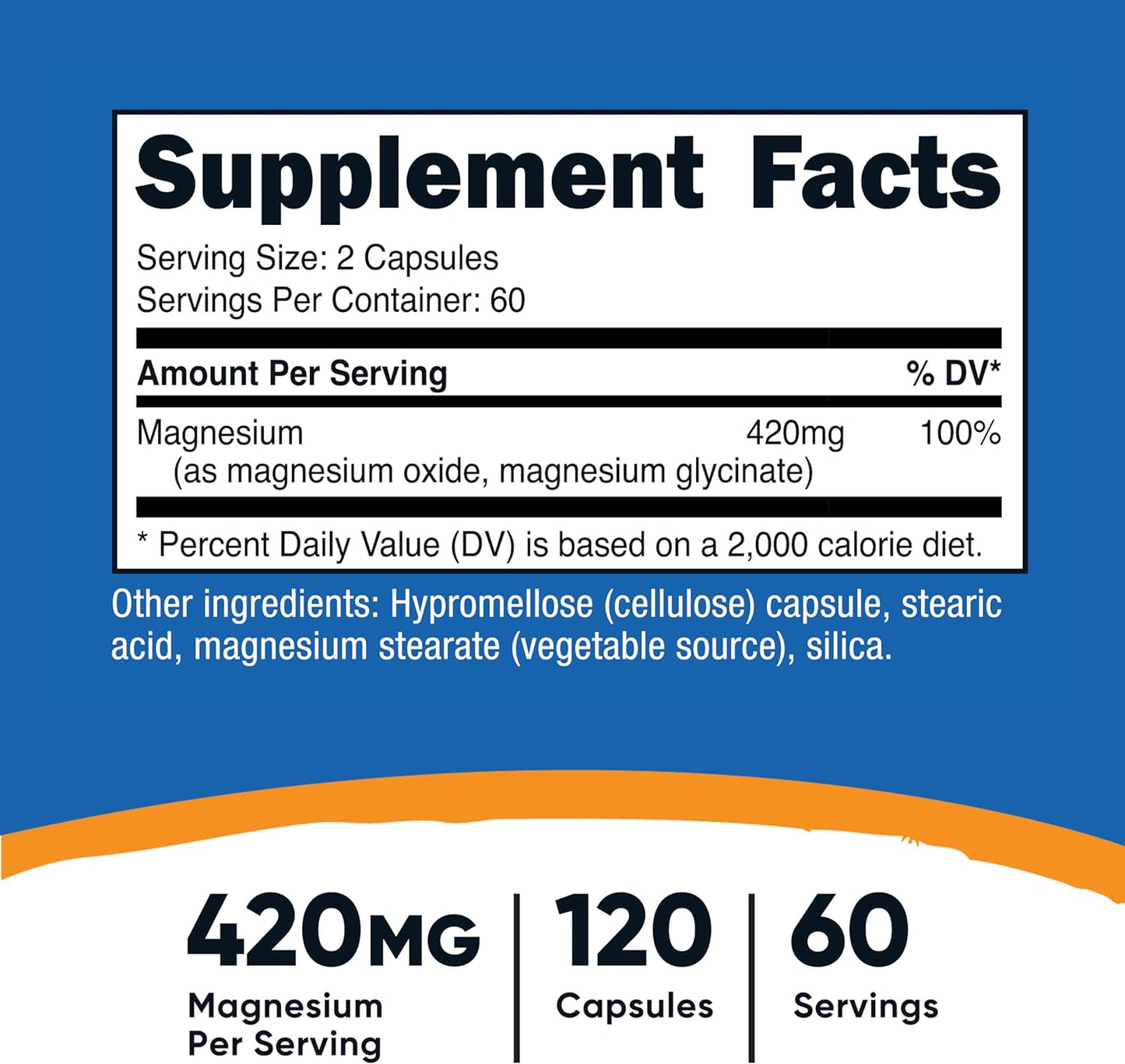 Nutricost magnesio + extra fuerte 420 mg, 120 cápsulas - 60 porciones