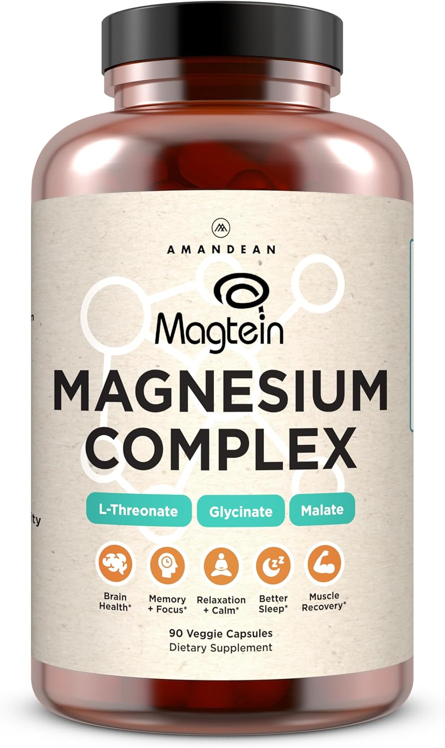 Amandean Magetin - Magnesium complex( L-threonate - Glycinate - Malate), 90 capsulas
