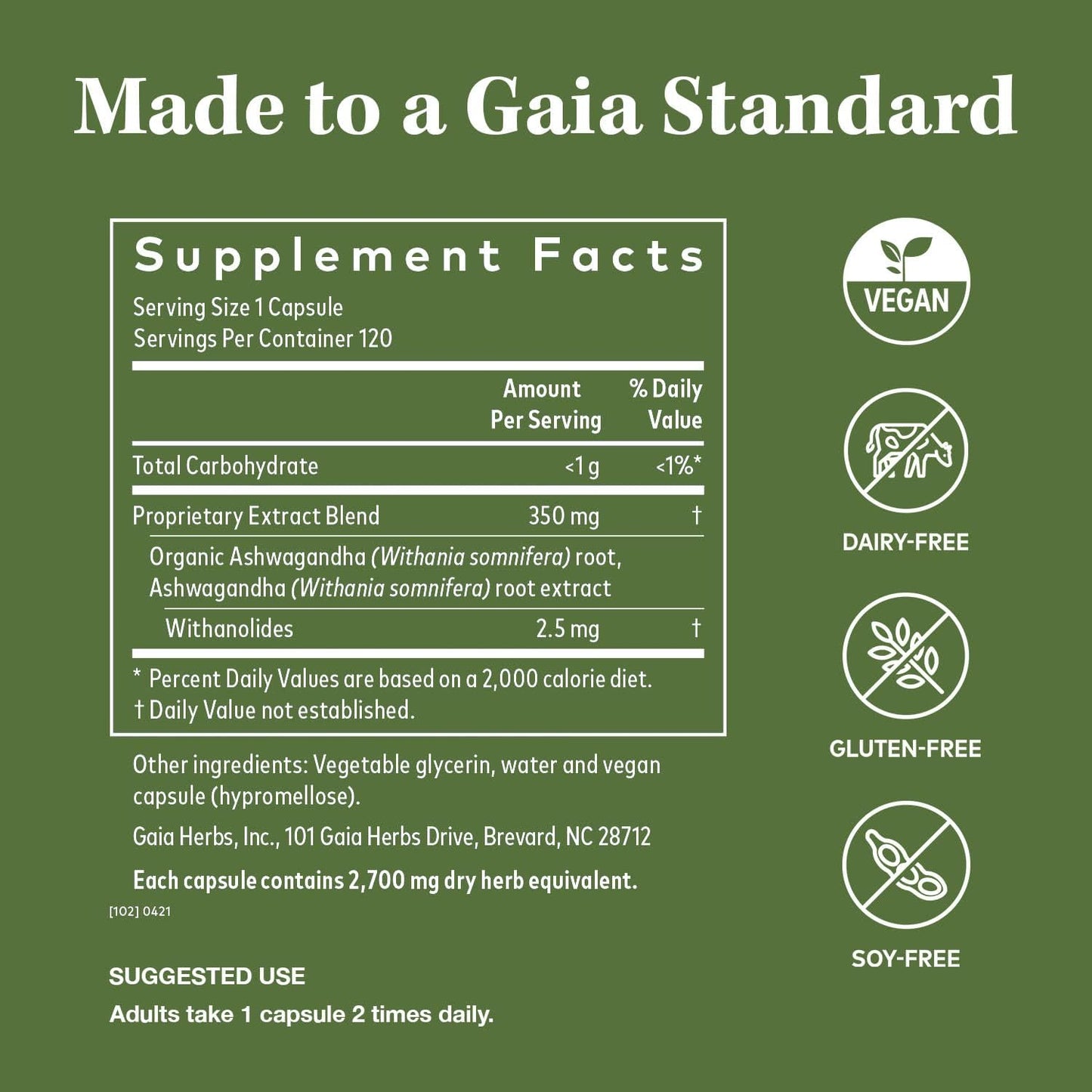 Gaia herbs- Ashwagandha Root , 120 capsulas