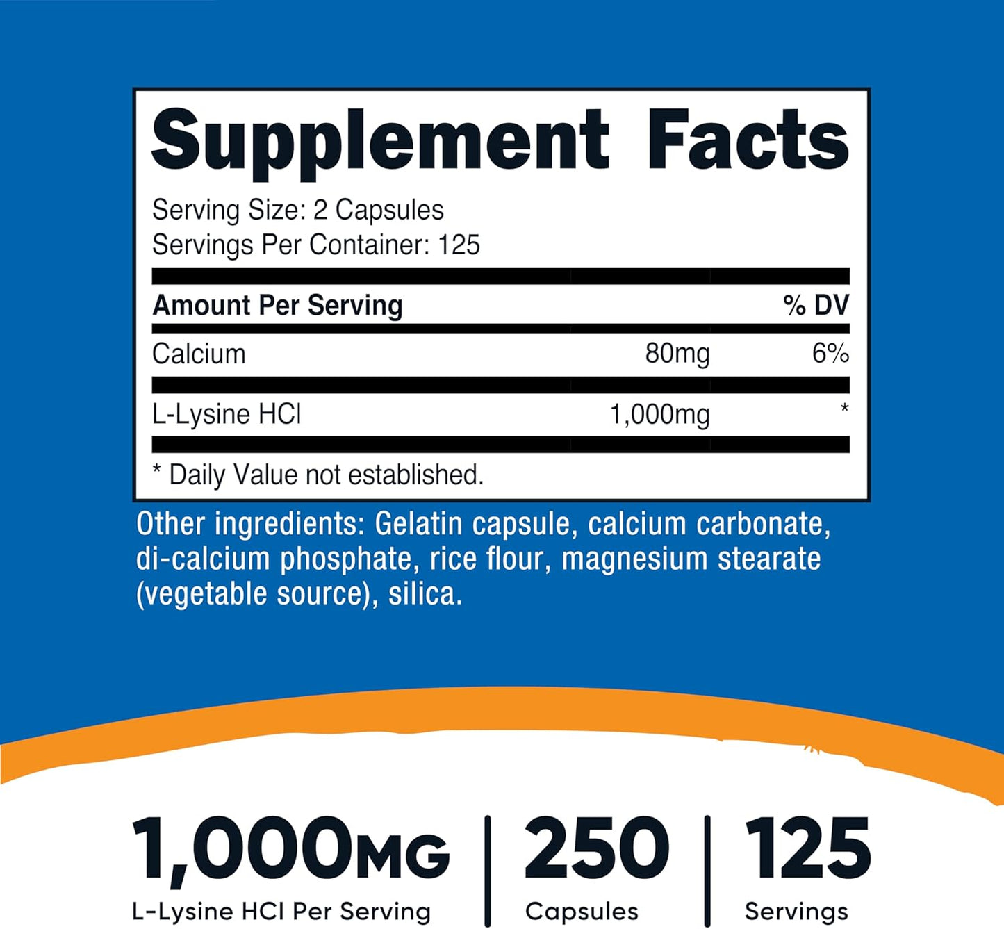 Nutricost - L- Lysine / L- Lysine HCI 1000mg, 250 Capsulas