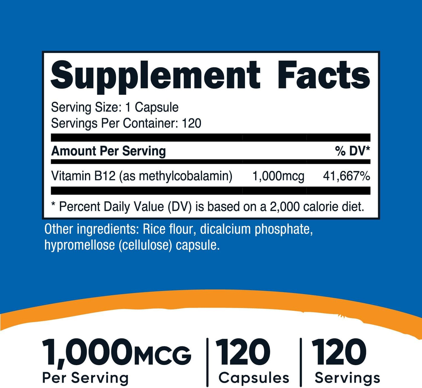Nutricost Vitamina B12 (metilcobalamina) 1000mcg, 120 cápsulas