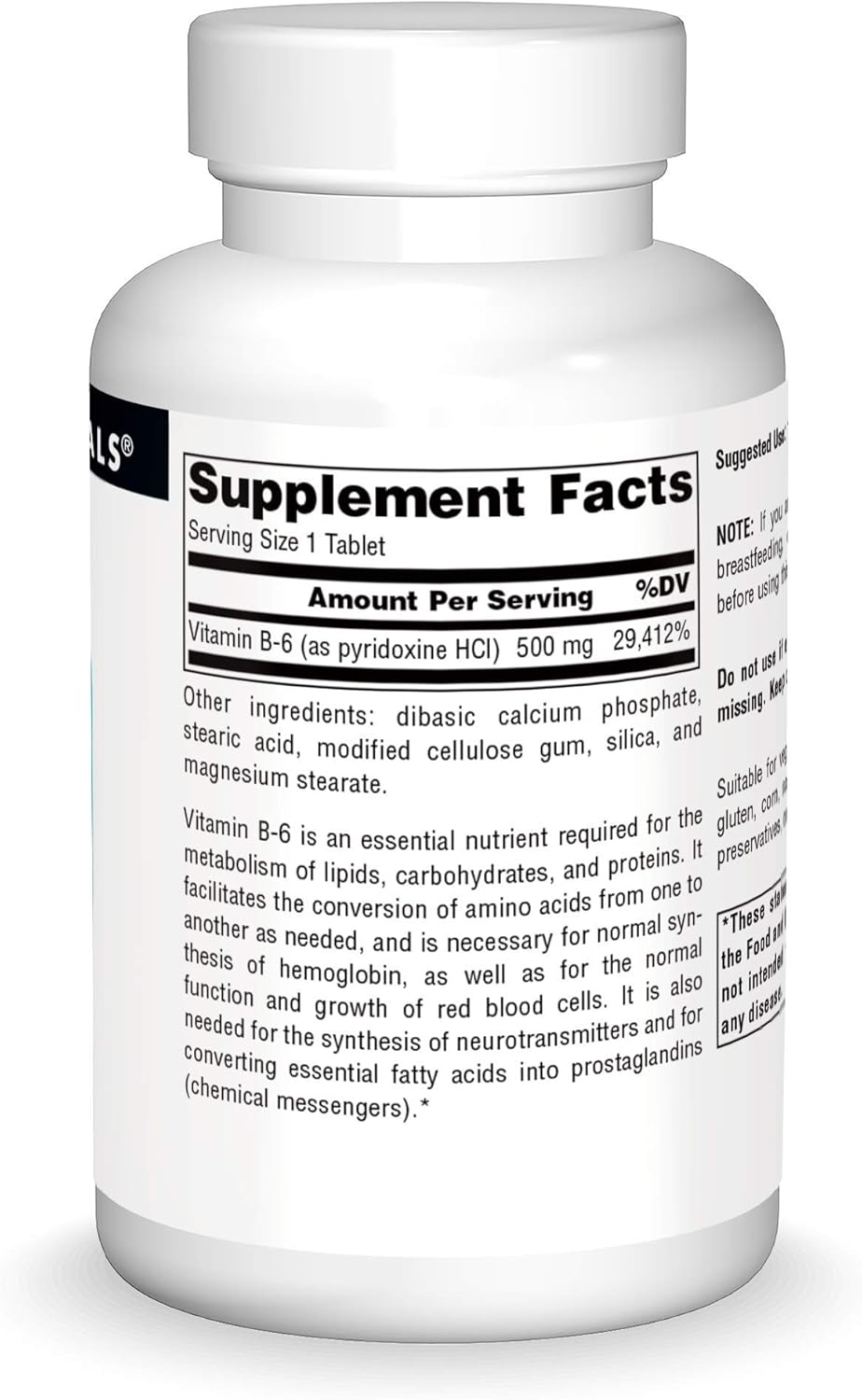 B-6 500mg , 100 tabletas - Source Naturals