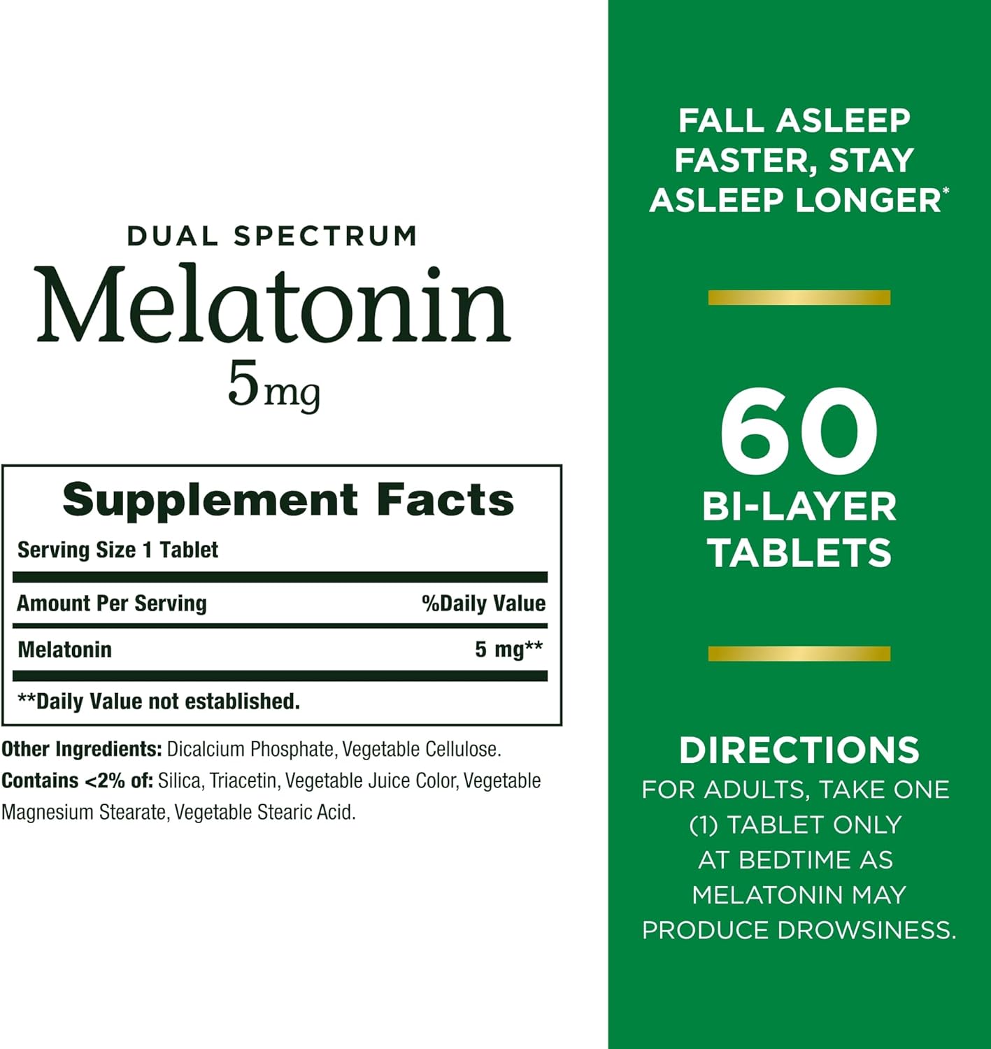 Nature's Bounty Melatonina 5mg Dual Spectrum, 60 tabletas